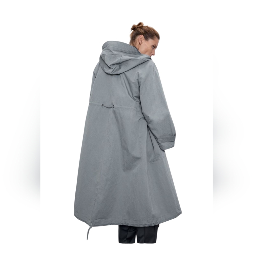 Zara Women's Gray Hooded Trench Coat